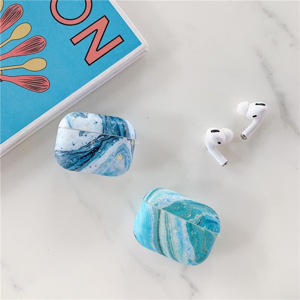 NEW Blue & Gold or Blue & Green Marble Design AirPod Case